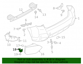 Rear bumper reflector mount, left, Subaru Crosstrek 18-23