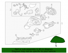 Left Side Mirror Cover Lexus NX250 NX350 NX350h NX450h 22-26 Green 6X4