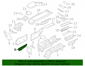 Side trim for center console, left rear, Volvo XC60 18-25, black, lower