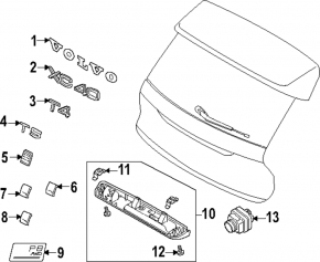 Volvo C40 22-24 trunk lid release handle with camera button