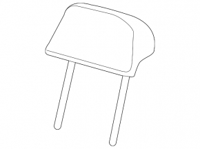 Rear center headrest, 2nd row, VW Atlas 24-25, black leather, white stitching