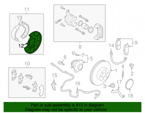 Rear left brake disc cover Nissan Rogue 14-20 without parking brake mechanism