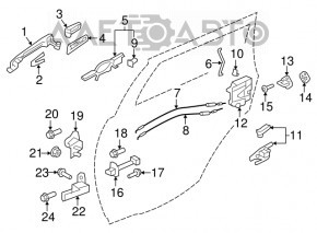 Door handle outer rear right Mitsubishi Outlander Sport ASX 10-19