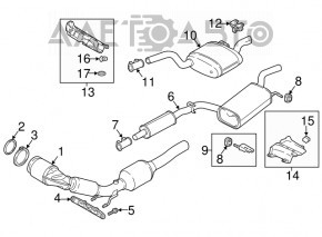 The exhaust pipe with a catalytic converter VW Passat b8 16-19 USA 2.0T has a torn mesh