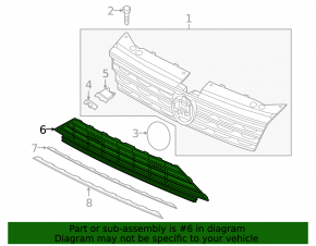 Lower front bumper grille, central, VW Tiguan 18-21, for parking sensors, R-Line