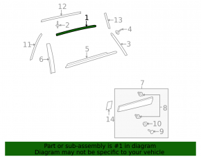 Upper rear left door molding for Toyota Venza 2015