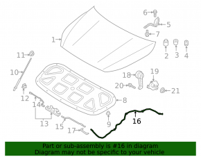 Hood release cable rear part Kia Forte 19-24