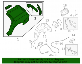 Subaru Outback 10-14 rear left quarter wing