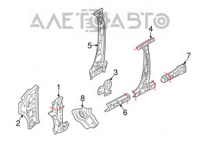 Front left body pillar VW Passat b8 16-19 USA