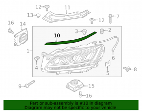 Molding headlight front right VW Passat b8 16-19 USA under LED chrome