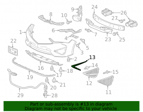 Front bumper molding right Acura ILX 19-22 dark chrome
