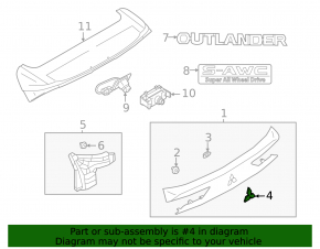 Mitsubishi Outlander 22-25 tailgate logo emblem