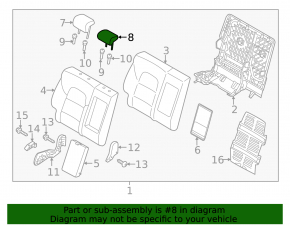 Kia Sportage 17-22 rear center headrest, black cloth, gray stitching