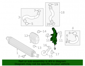 Intercooler pipe left middle Audi A4 B8 08-16 2.0T under sensor, plastic
