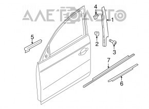 Front right side door trim Audi A4 B8 08-16, gloss black, glued