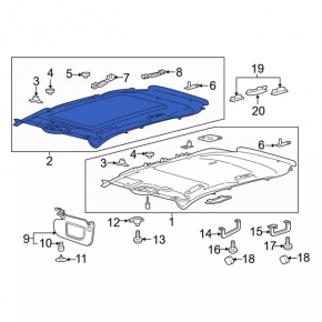 Ford Edge 15-18 beige roof lining for panoramic view