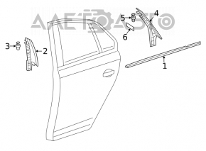 Molding door-glass central rear left VW Jetta 19- chrome, scratches