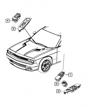 Front left window lift control for a 2014 Dodge Challenger