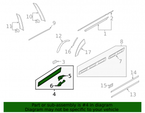 Door trim lower rear right Audi Q7 4L 10-15 gray