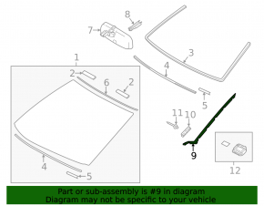 Windshield molding left Lexus IS 14-24