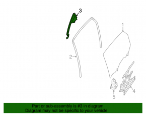 Rear left door glass guide Nissan Sentra 13-19 without plug triangle