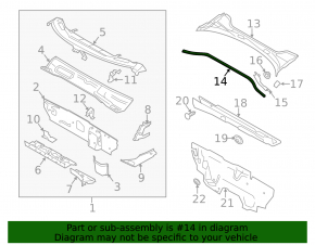 Windscreen wiper grille seal central Audi A3 8V 15-20
