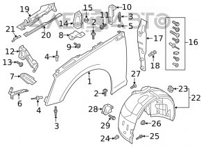 Front left rear fender liner Audi A5 F5 18-25
