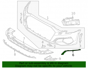 Front bumper molding, left, Audi A3 22-25