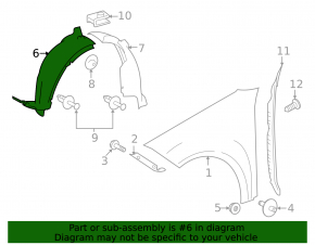 Front right fender liner, front part, Mercedes GLK-class X204 13-15