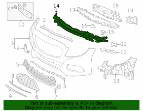 Front bumper bracket central lower Mercedes C-class W205 15-18 under Luxury