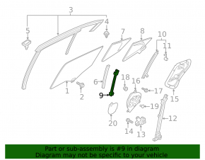 Guide glass door rear right Mazda 3 19- front
