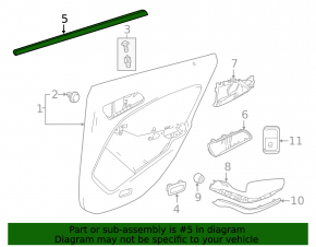 Rear left glass seal Mercedes CLA 14-19