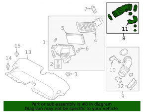 Air duct from filter right Infiniti Q50 14-15 3.7 with resonator