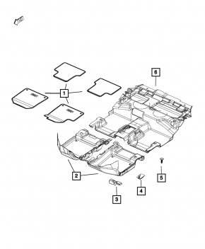 Floor covering front right Jeep Cherokee KL 14- black, for cleaning