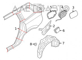 Quarter wing rear right Volvo XC90 16-26 on the body, white, corrosion