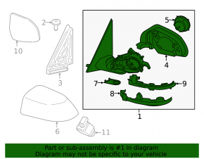 Right side mirror assembly for BMW X5 G05 24-26 with turn signal, heating, memory, auto-dimming, BSM, camera, Shadowline