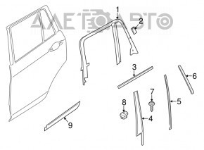 Glass seal rear right BMW X3 F25 11-17 inner