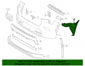 Left front bumper air duct for Toyota Sequoia 23-26