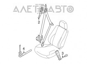 Passenger seat belt with squib for Hyundai Sonata 11-15, black, without tensioner, beige lining