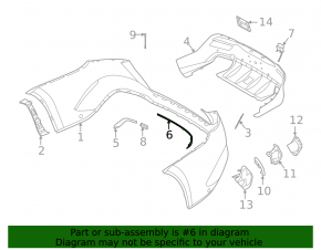 Left rear bumper molding for Mercedes GLE 53/63 21-26, upper, AMG pack, night pack