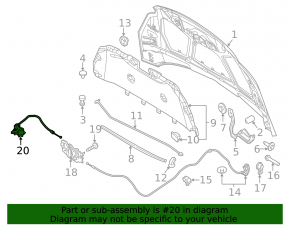 Hood lock release handle without cable Ford Focus mk3 11-18 engine compartment, scrap crepe