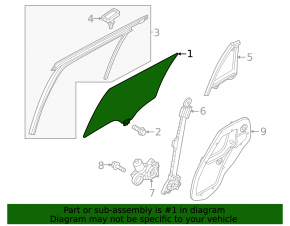 Mazda CX-50 rear right door glass, 23-25 tinted