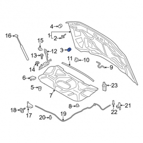 Bonnet bumper left Ford Escape MK3 13-19 on the bonnet, type 2