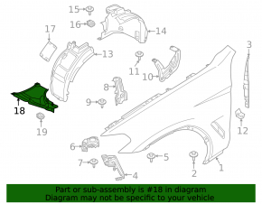 Front right lower fender liner BMW X3 G01 18-23 Xdrive30i, m40i, Without xdrive 30ex, without m, m comp