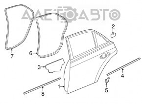 Molding door-glass central rear left Chrysler 300 11- chrome