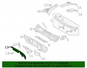 Right metal wiper pan VW Tiguan 18-24