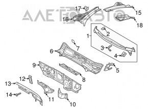 Right metal wiper pan VW Tiguan 18-24