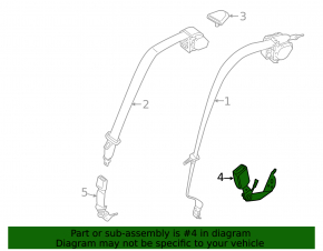 Seat belt latch rear right BMW 5 G30 17-23 black