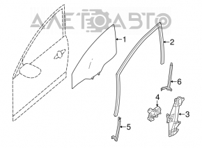 Front right door glass Nissan Sentra 13-19