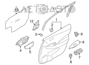 Door handle inside front left Nissan Leaf 13-17 gray